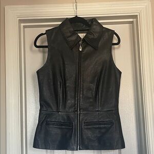 Casual Corner Black Leather Vest